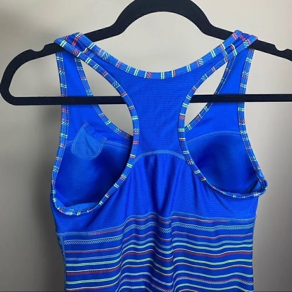 Nike blue racer back medium workout stripes top